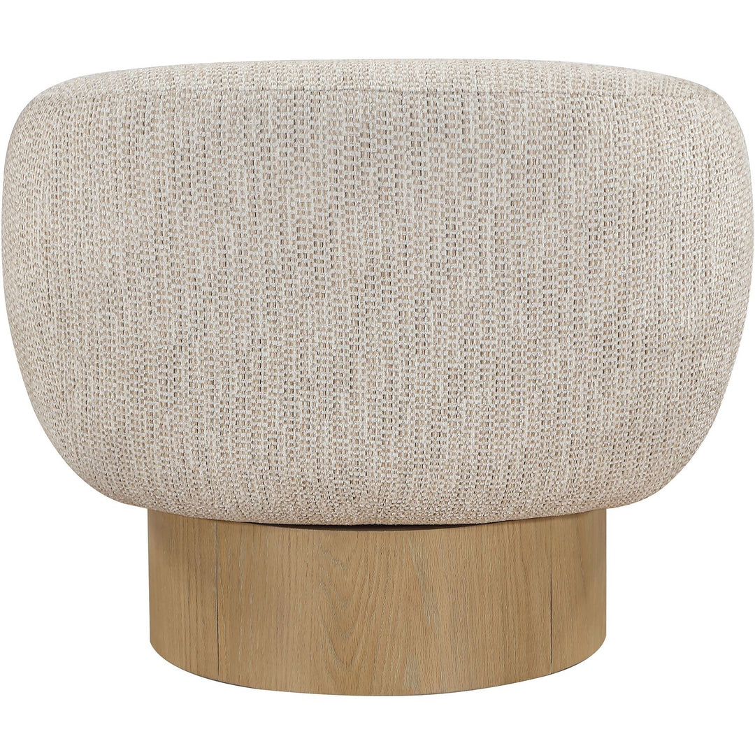Avella Interwoven Fabric Upholstered Swivel Accent Chair — Beige / Stained Natural