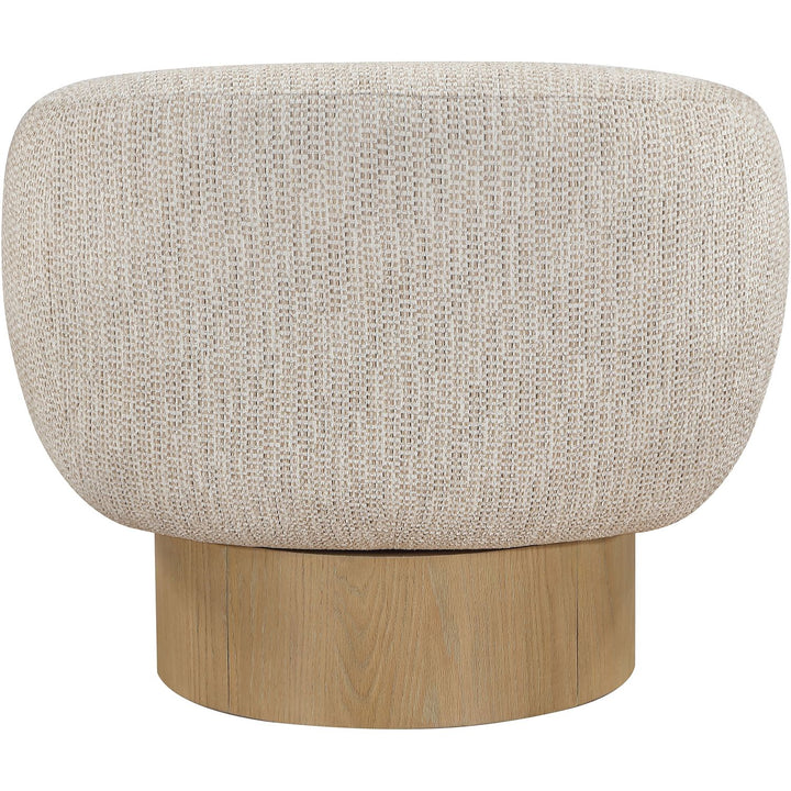 Avella Interwoven Fabric Upholstered Swivel Accent Chair — Beige / Stained Natural