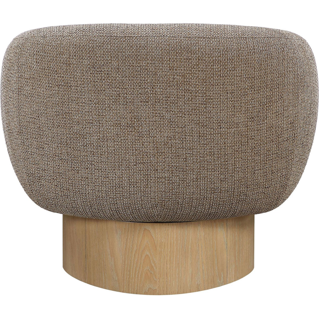 Avella Interwoven Fabric Upholstered Swivel Accent Chair — Brown / Stained Natural