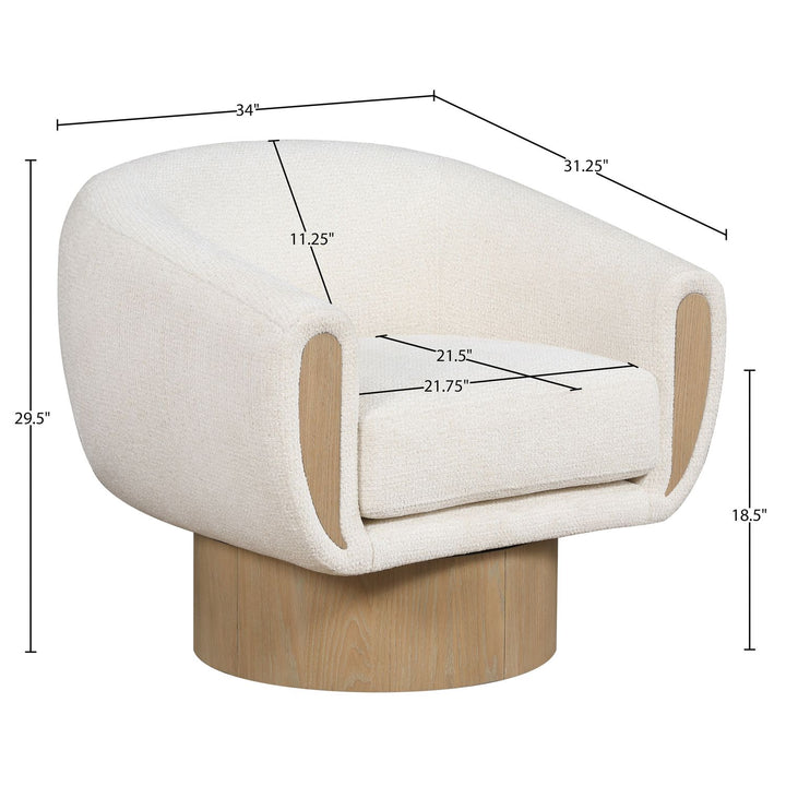 Avella Interwoven Fabric Upholstered Swivel Accent Chair — Cream / Stained Natural