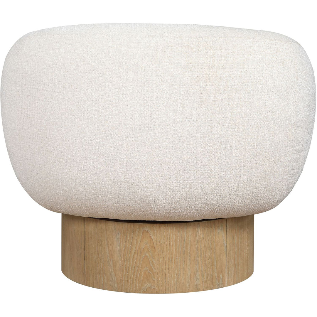 Avella Interwoven Fabric Upholstered Swivel Accent Chair — Cream / Stained Natural