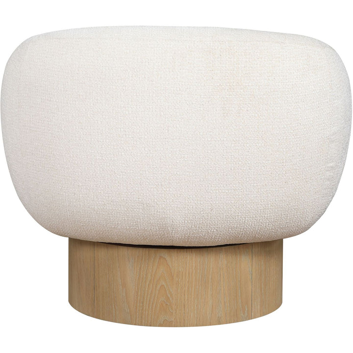 Avella Interwoven Fabric Upholstered Swivel Accent Chair — Cream / Stained Natural