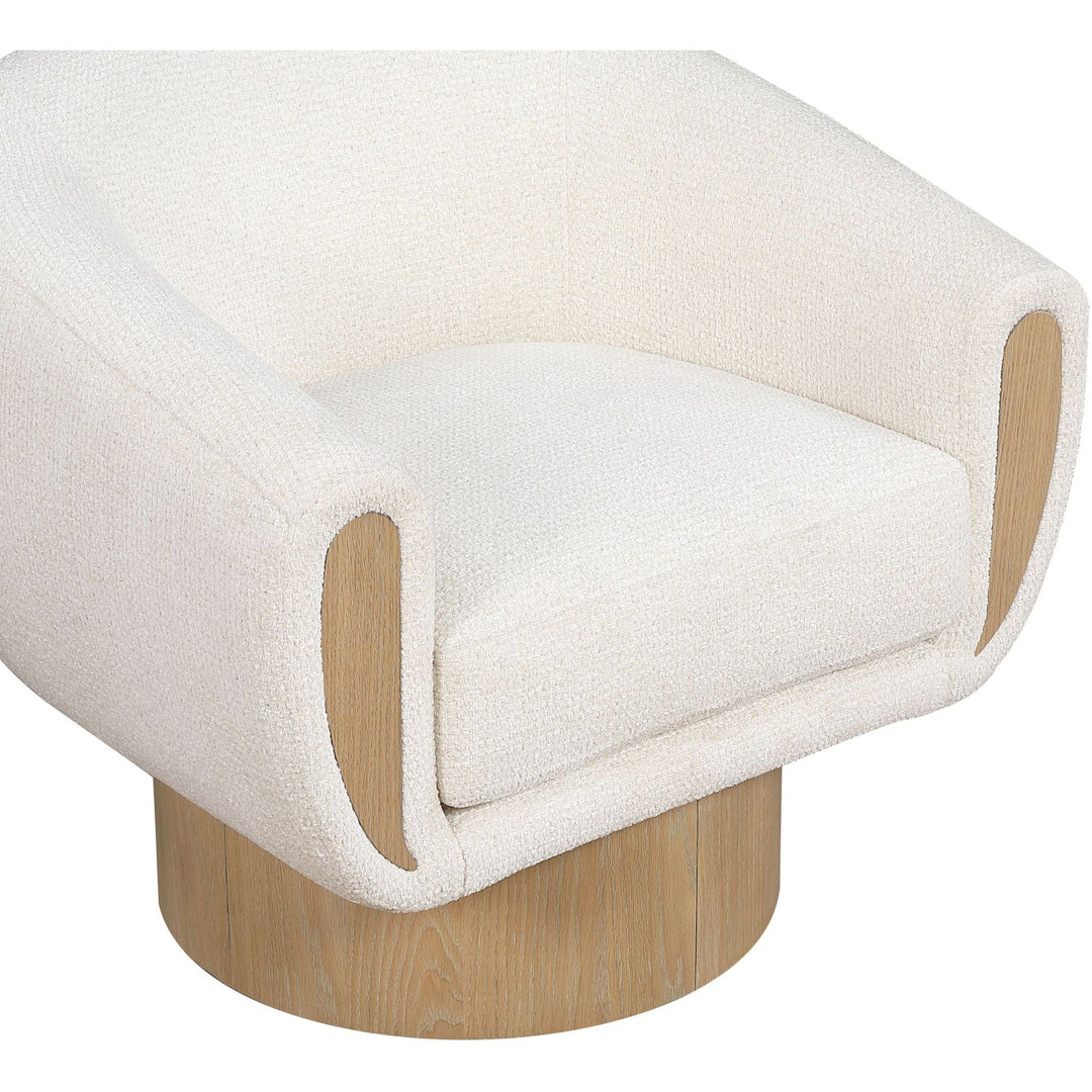 Avella Interwoven Fabric Upholstered Swivel Accent Chair — Cream / Stained Natural