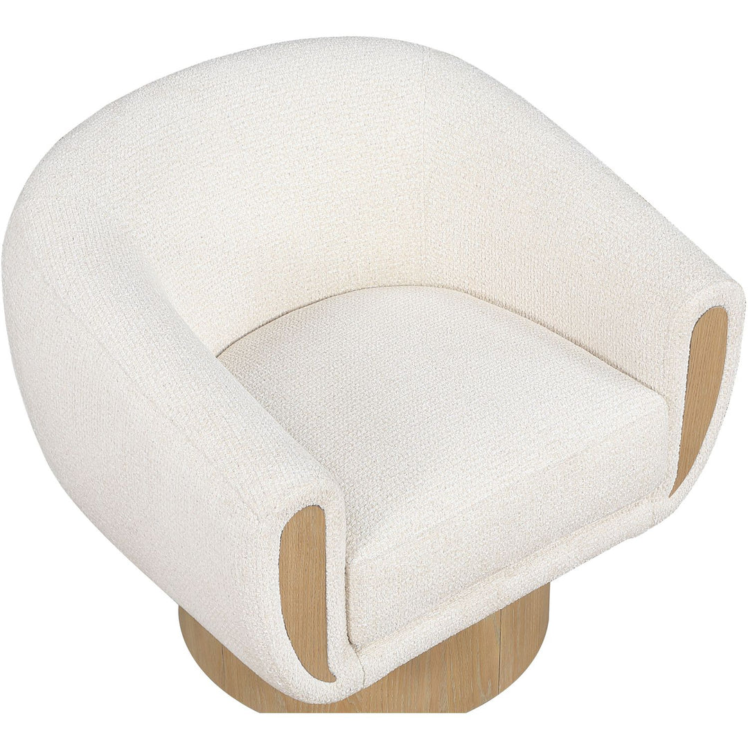 Avella Interwoven Fabric Upholstered Swivel Accent Chair — Cream / Stained Natural