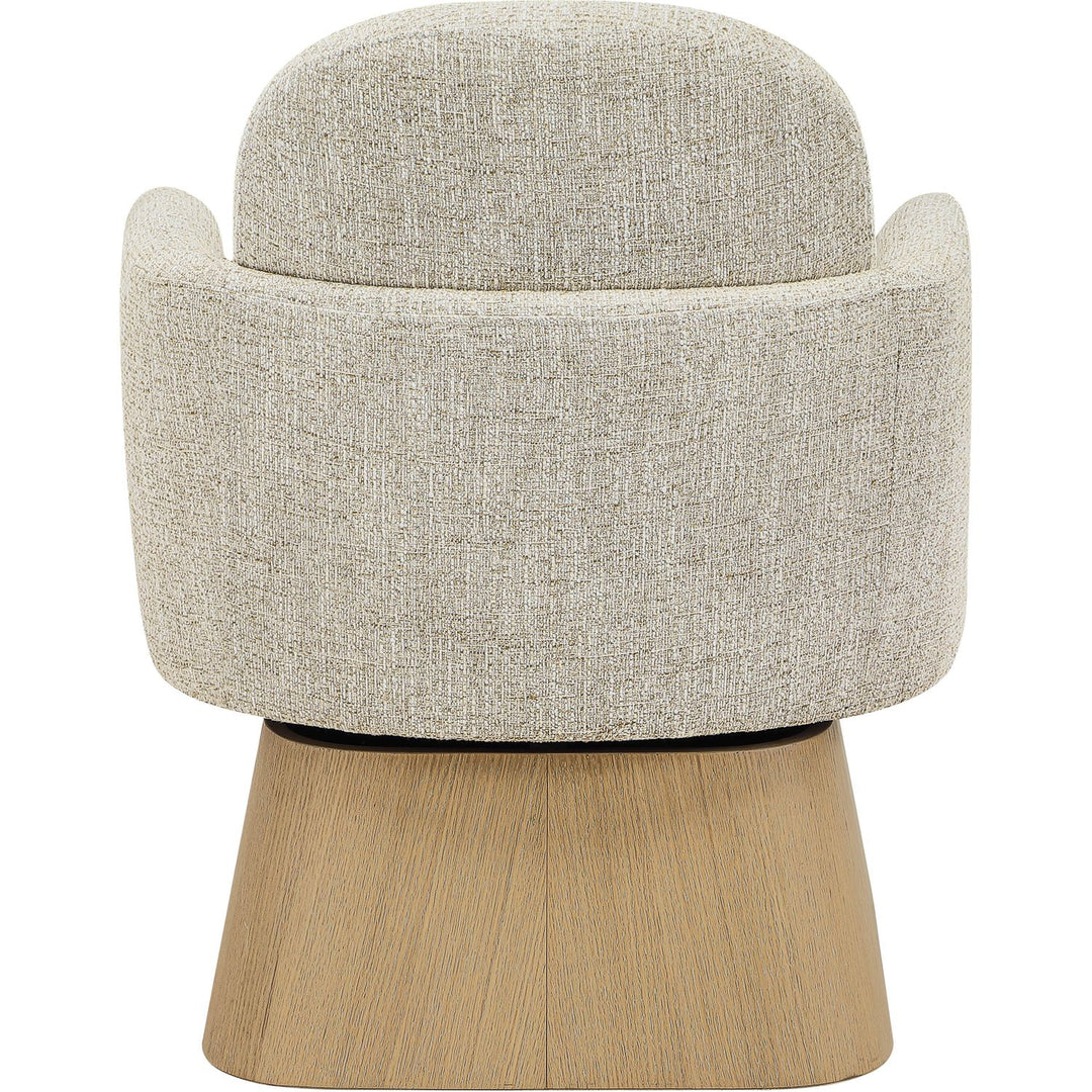 Marlowe Linen Textured Fabric Upholstered Swivel Accent Chair — Beige / Stained Natural