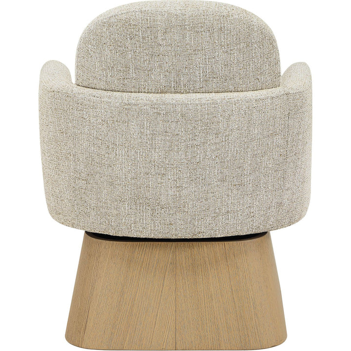 Marlowe Linen Textured Fabric Upholstered Swivel Accent Chair — Beige / Stained Natural