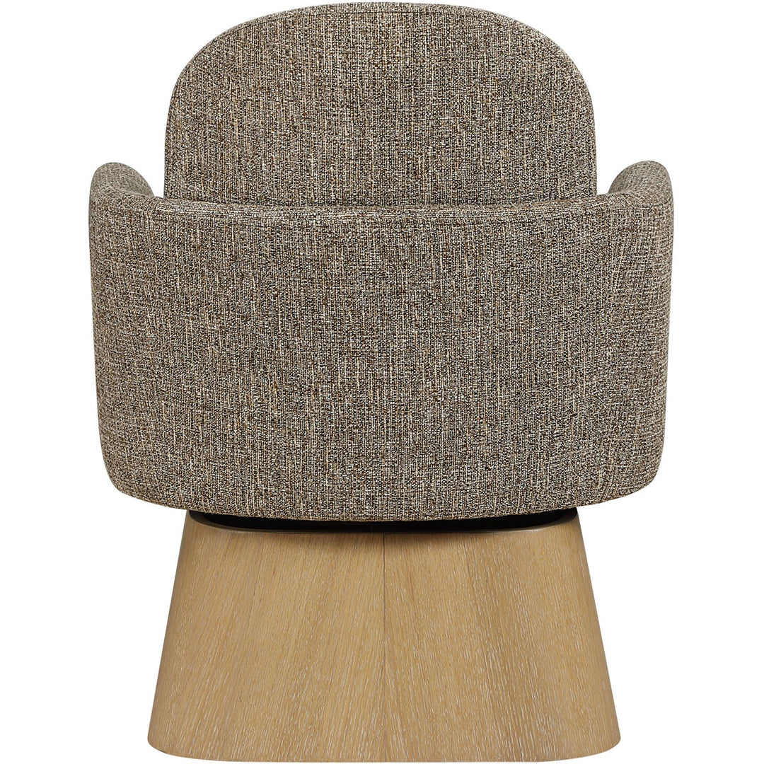 Marlowe Linen Textured Fabric Upholstered Swivel Accent Chair — Brown / Stained Natural