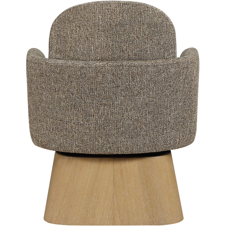 Marlowe Linen Textured Fabric Upholstered Swivel Accent Chair — Brown / Stained Natural