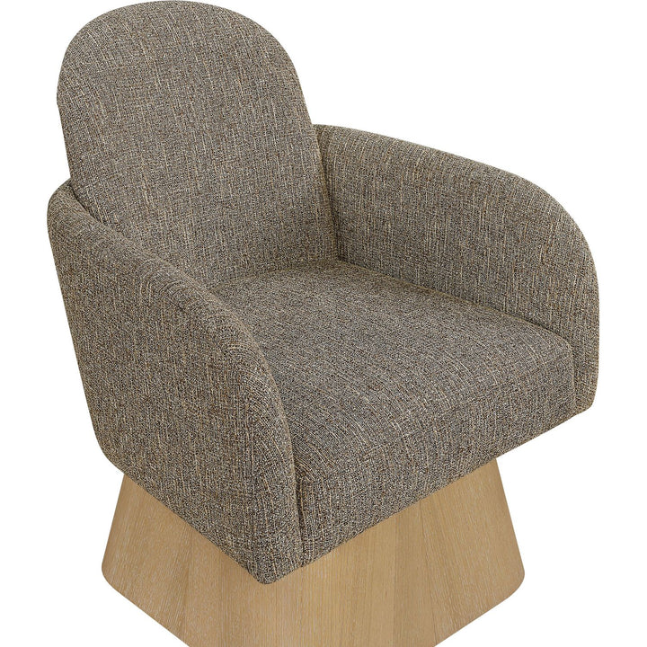 Marlowe Linen Textured Fabric Upholstered Swivel Accent Chair — Brown / Stained Natural