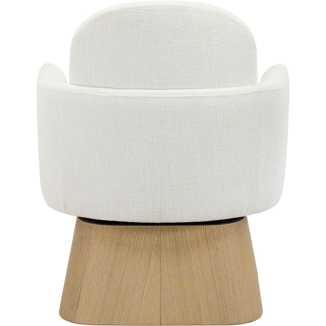 Marlowe Linen Textured Fabric Upholstered Swivel Accent Chair — Cream / Stained Natural