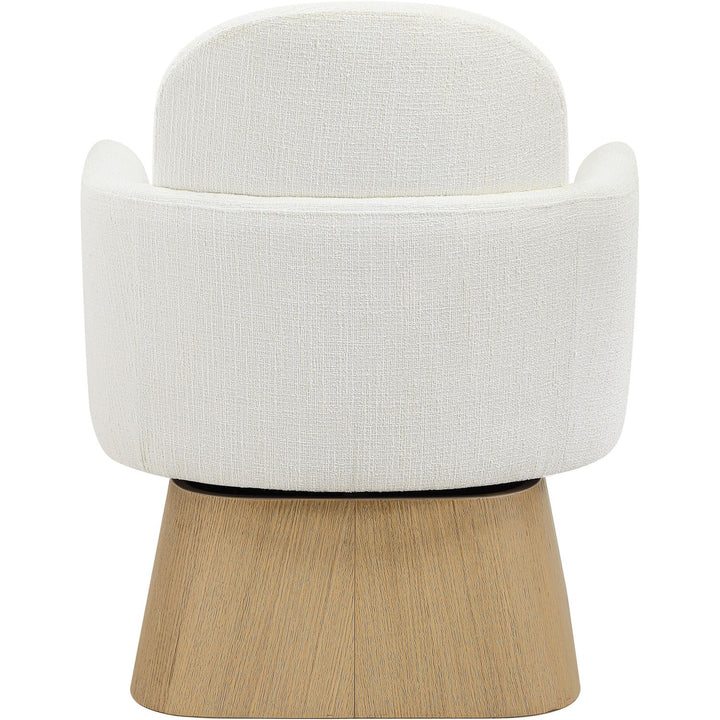 Marlowe Linen Textured Fabric Upholstered Swivel Accent Chair — Cream / Stained Natural