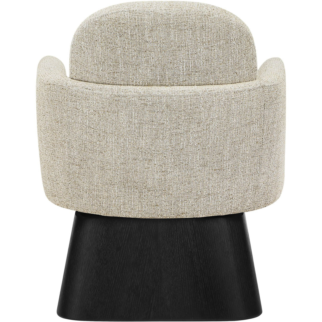 Marlowe Linen Textured Fabric Upholstered Swivel Accent Chair — Beige / Stained Black