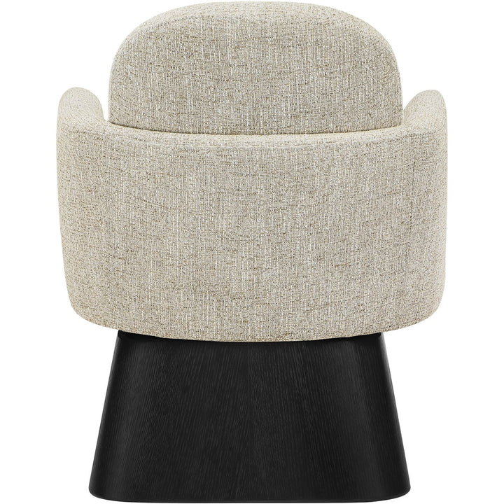 Marlowe Linen Textured Fabric Upholstered Swivel Accent Chair — Beige / Stained Black