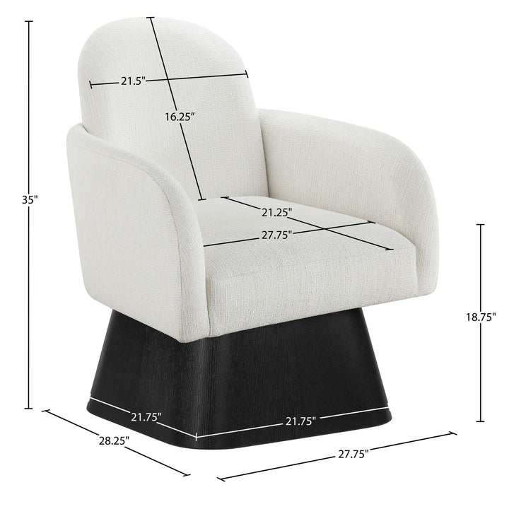 Marlowe Linen Textured Fabric Upholstered Swivel Accent Chair — Cream / Stained Black