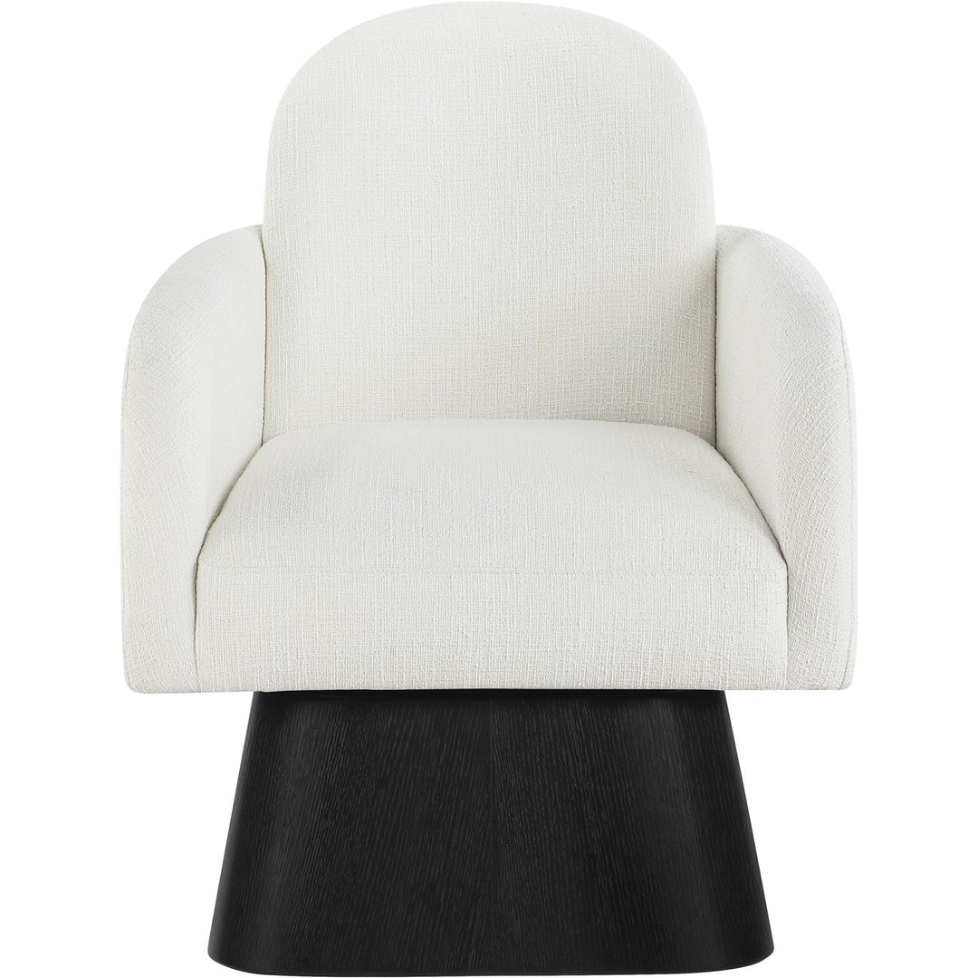 Marlowe Linen Textured Fabric Upholstered Swivel Accent Chair — Cream / Stained Black