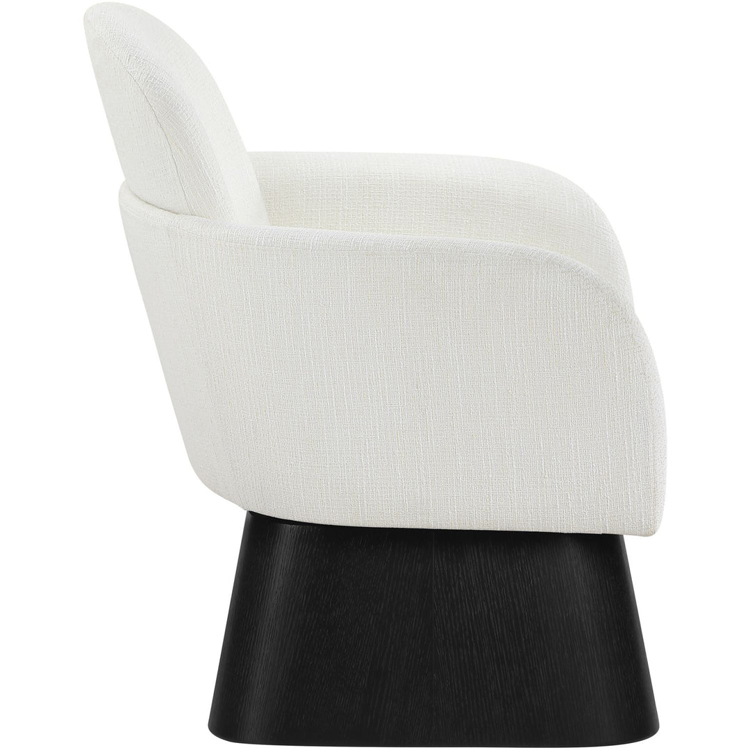 Marlowe Linen Textured Fabric Upholstered Swivel Accent Chair — Cream / Stained Black