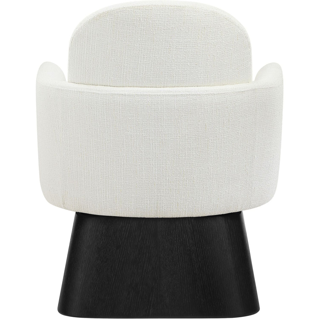 Marlowe Linen Textured Fabric Upholstered Swivel Accent Chair — Cream / Stained Black