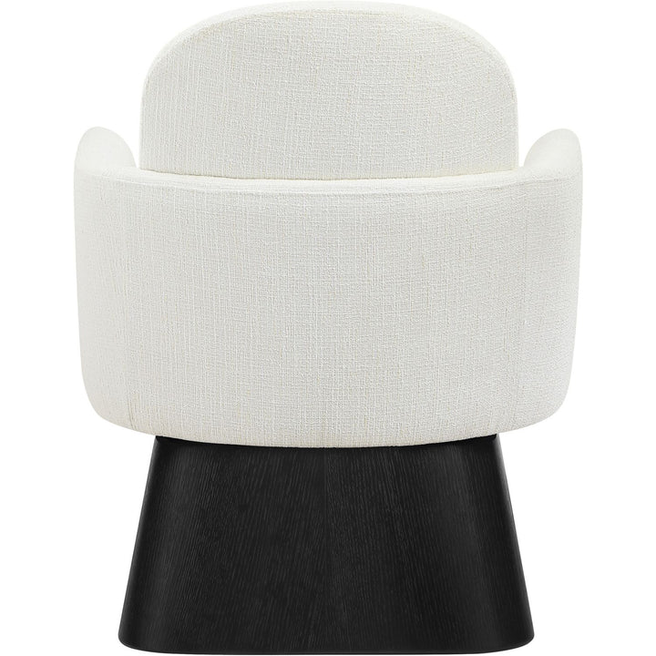 Marlowe Linen Textured Fabric Upholstered Swivel Accent Chair — Cream / Stained Black