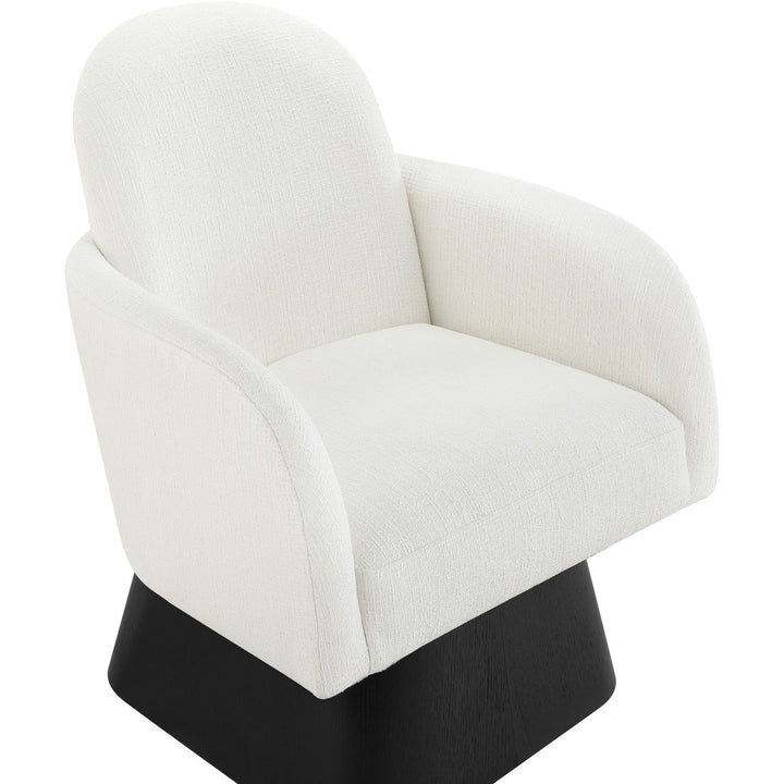 Marlowe Linen Textured Fabric Upholstered Swivel Accent Chair — Cream / Stained Black