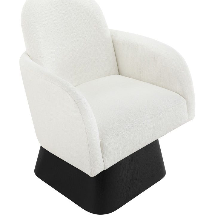 Marlowe Linen Textured Fabric Upholstered Swivel Accent Chair — Cream / Stained Black