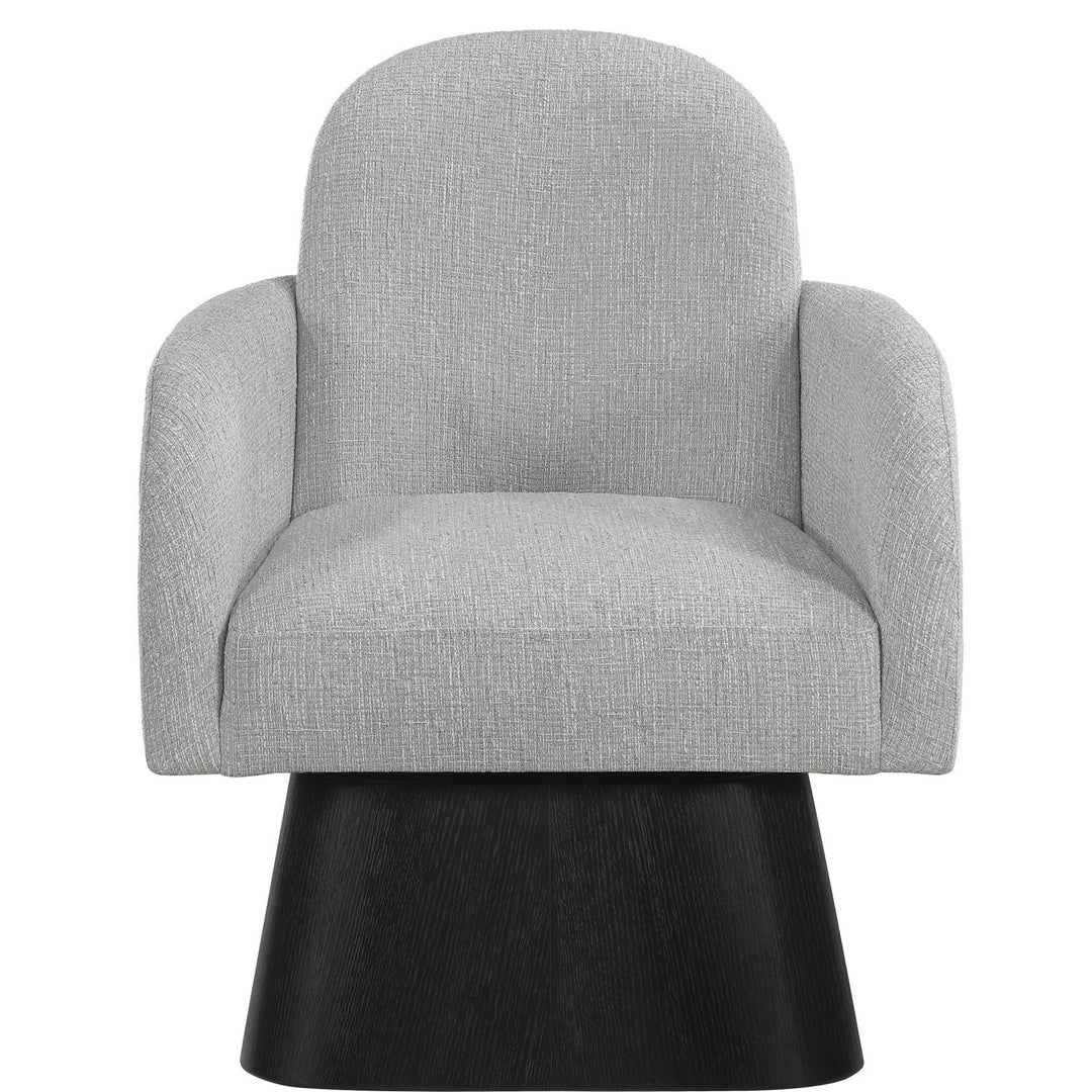 Marlowe Linen Textured Fabric Upholstered Swivel Accent Chair — Grey / Stained Black