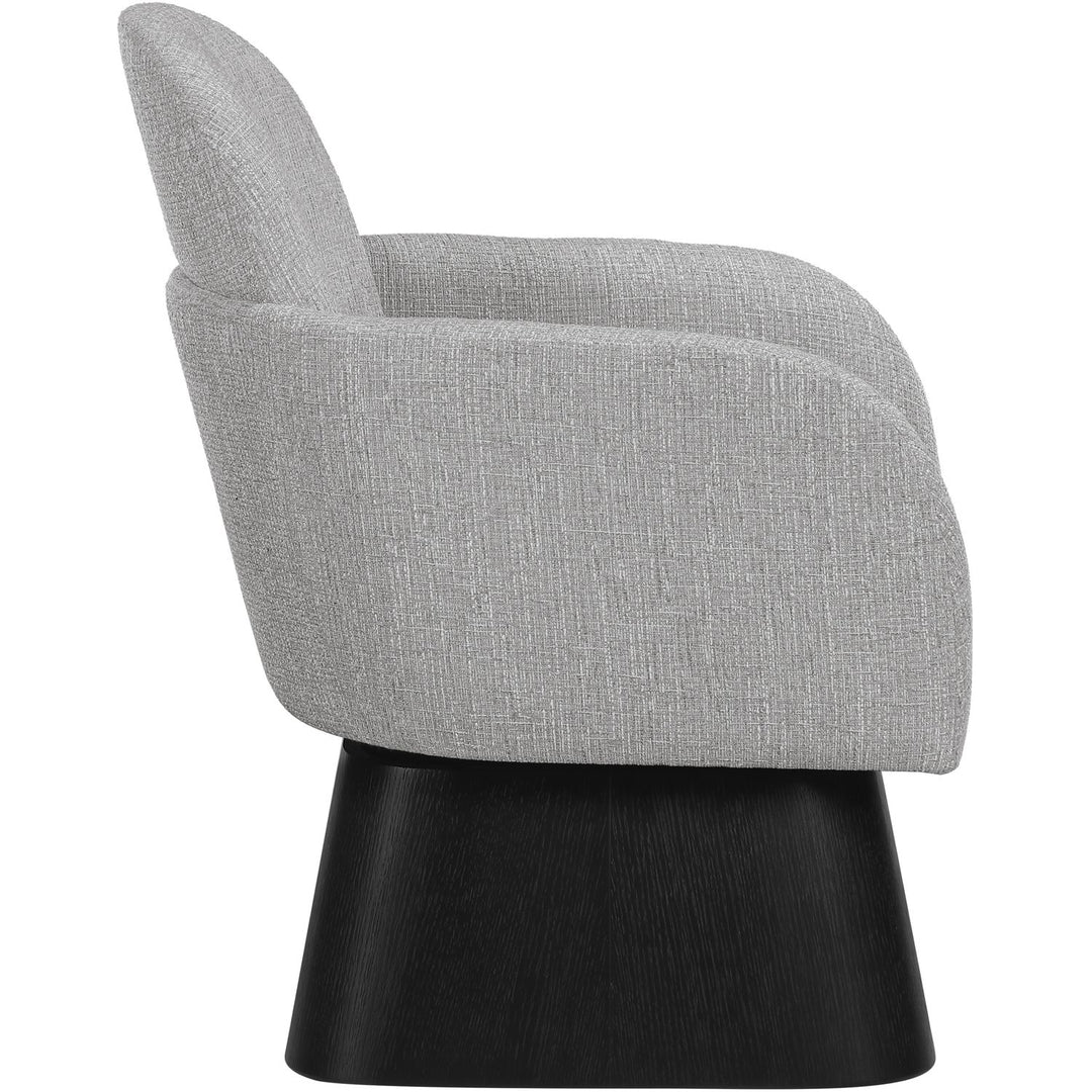 Marlowe Linen Textured Fabric Upholstered Swivel Accent Chair — Grey / Stained Black