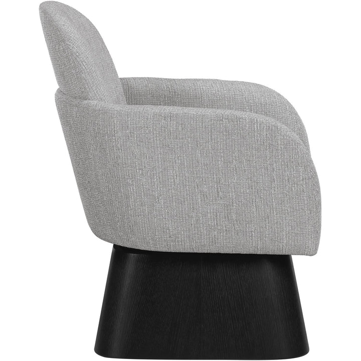 Marlowe Linen Textured Fabric Upholstered Swivel Accent Chair — Grey / Stained Black