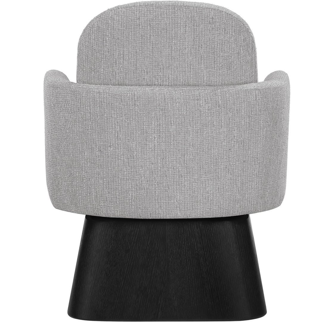 Marlowe Linen Textured Fabric Upholstered Swivel Accent Chair — Grey / Stained Black