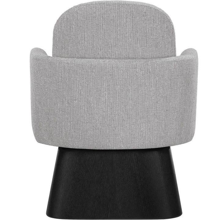 Marlowe Linen Textured Fabric Upholstered Swivel Accent Chair — Grey / Stained Black