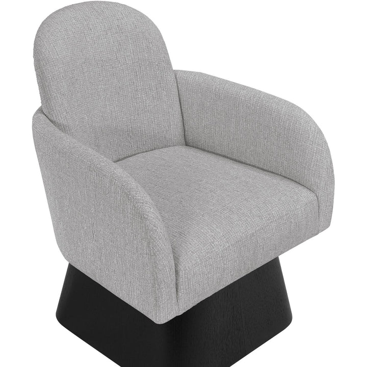 Marlowe Linen Textured Fabric Upholstered Swivel Accent Chair — Grey / Stained Black