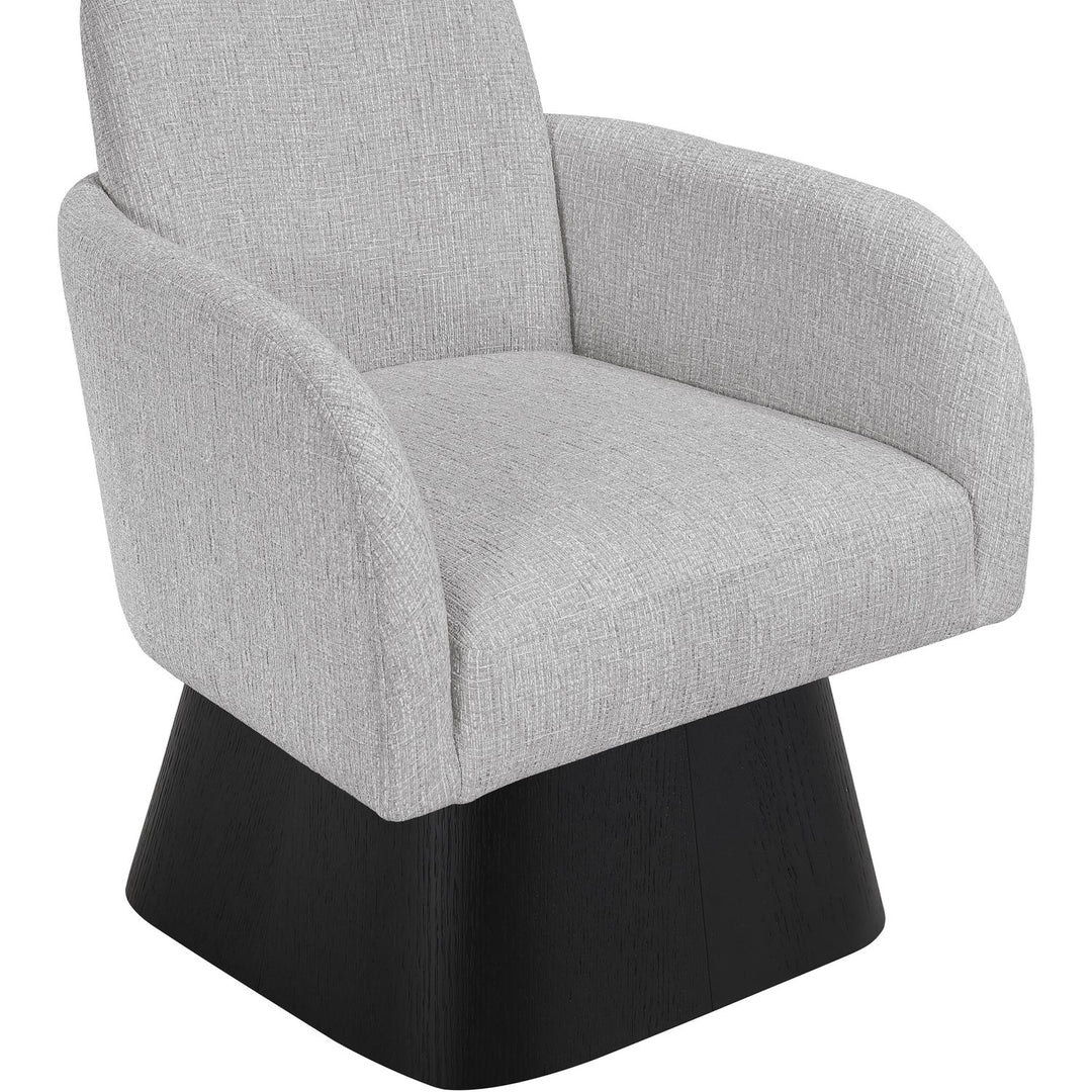 Marlowe Linen Textured Fabric Upholstered Swivel Accent Chair — Grey / Stained Black