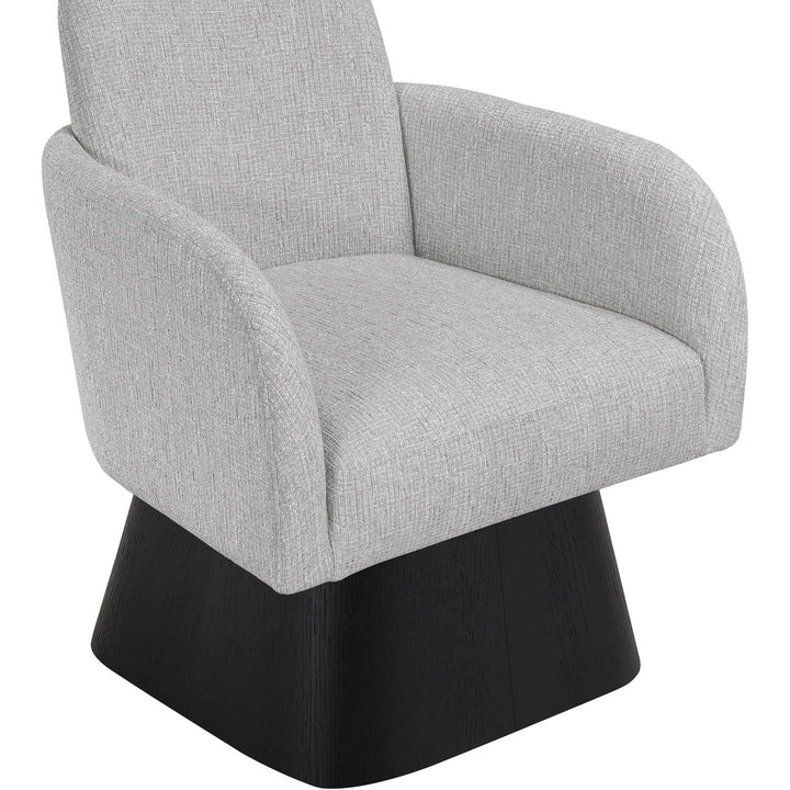 Marlowe Linen Textured Fabric Upholstered Swivel Accent Chair — Grey / Stained Black