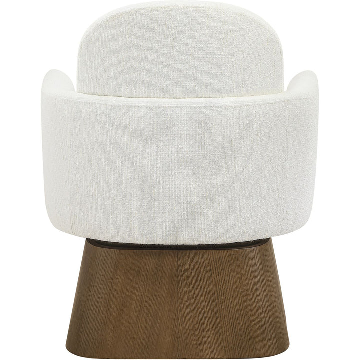 Marlowe Linen Textured Fabric Upholstered Swivel Accent Chair — Cream / Stained Brown
