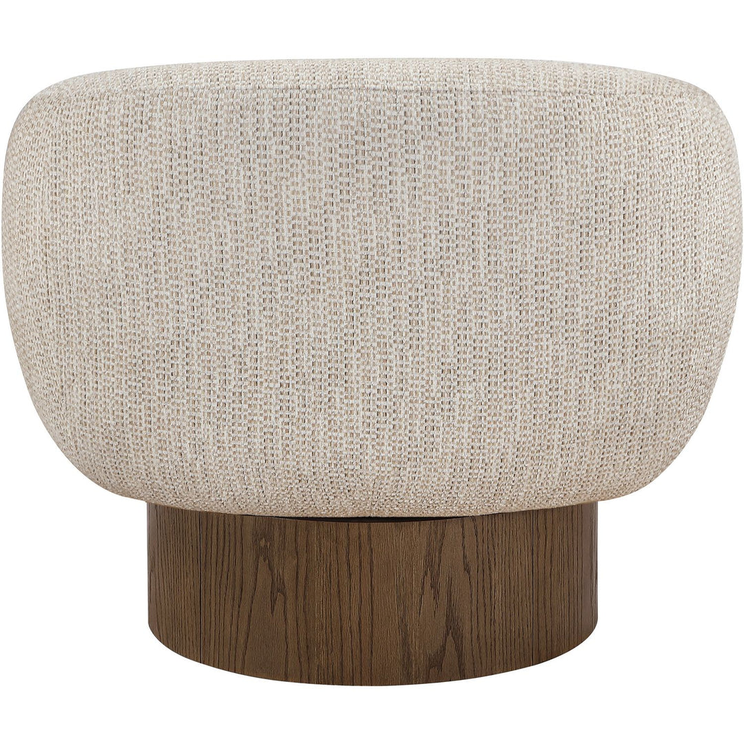 Avella Interwoven Fabric Upholstered Swivel Accent Chair — Beige / Stained Brown