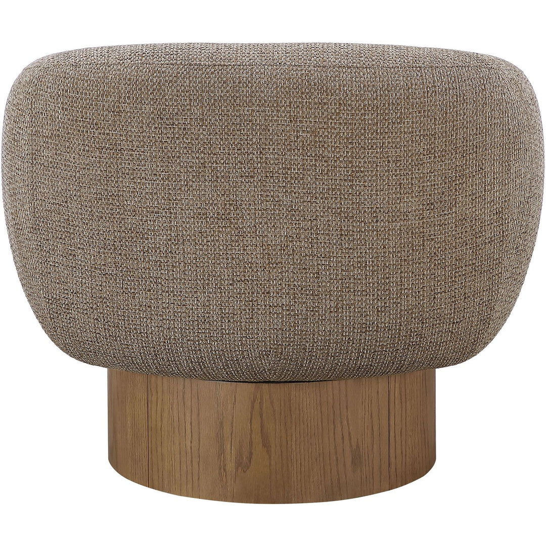 Avella Interwoven Fabric Upholstered Swivel Accent Chair — Brown / Stained Brown