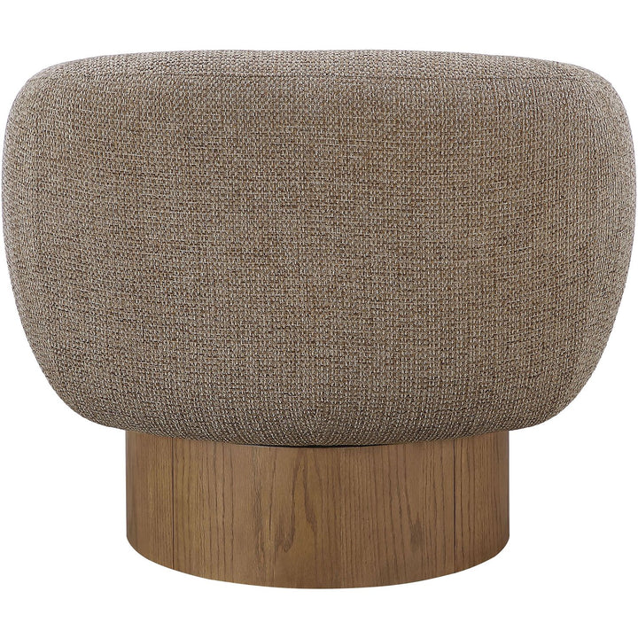 Avella Interwoven Fabric Upholstered Swivel Accent Chair — Brown / Stained Brown