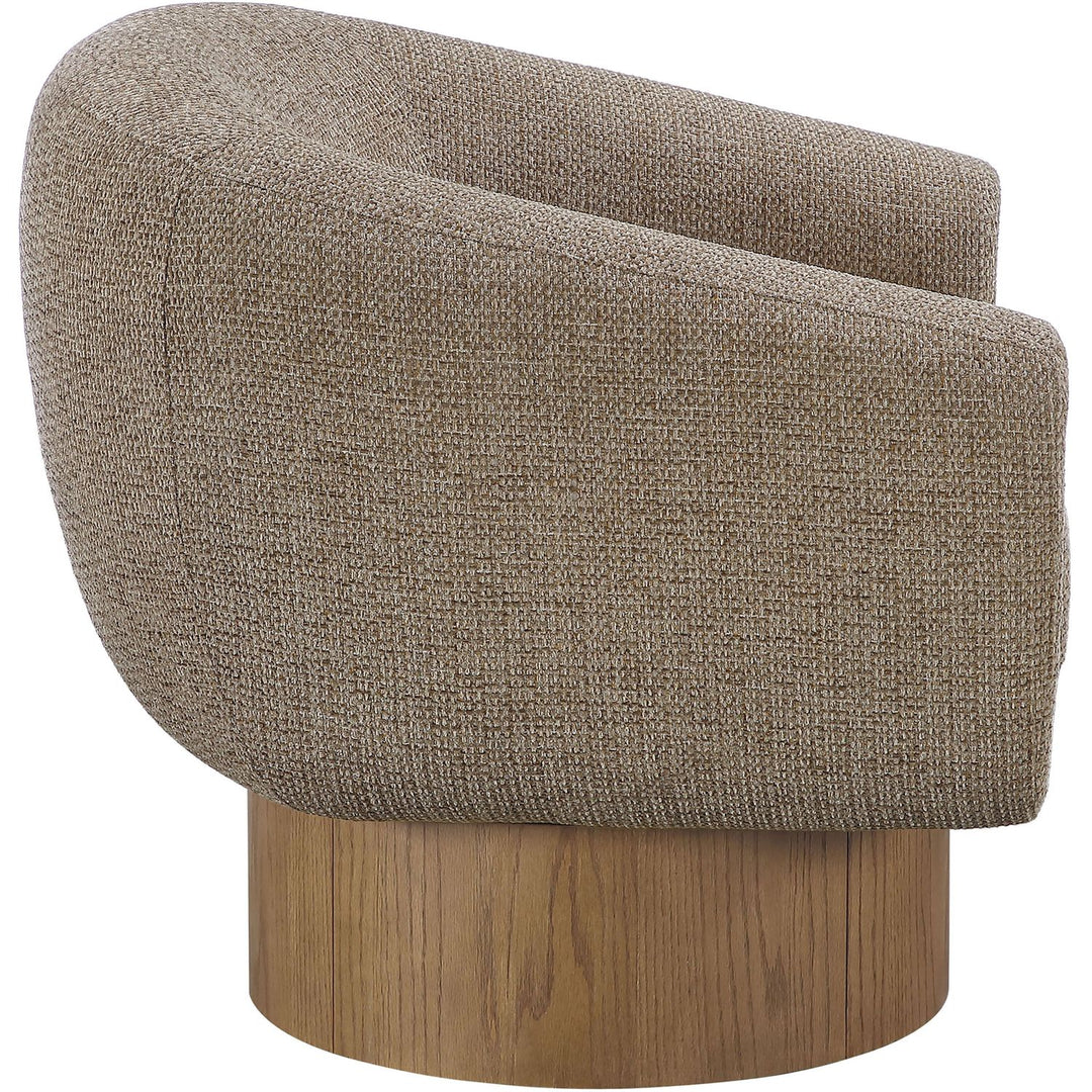 Avella Interwoven Fabric Upholstered Swivel Accent Chair — Brown / Stained Brown