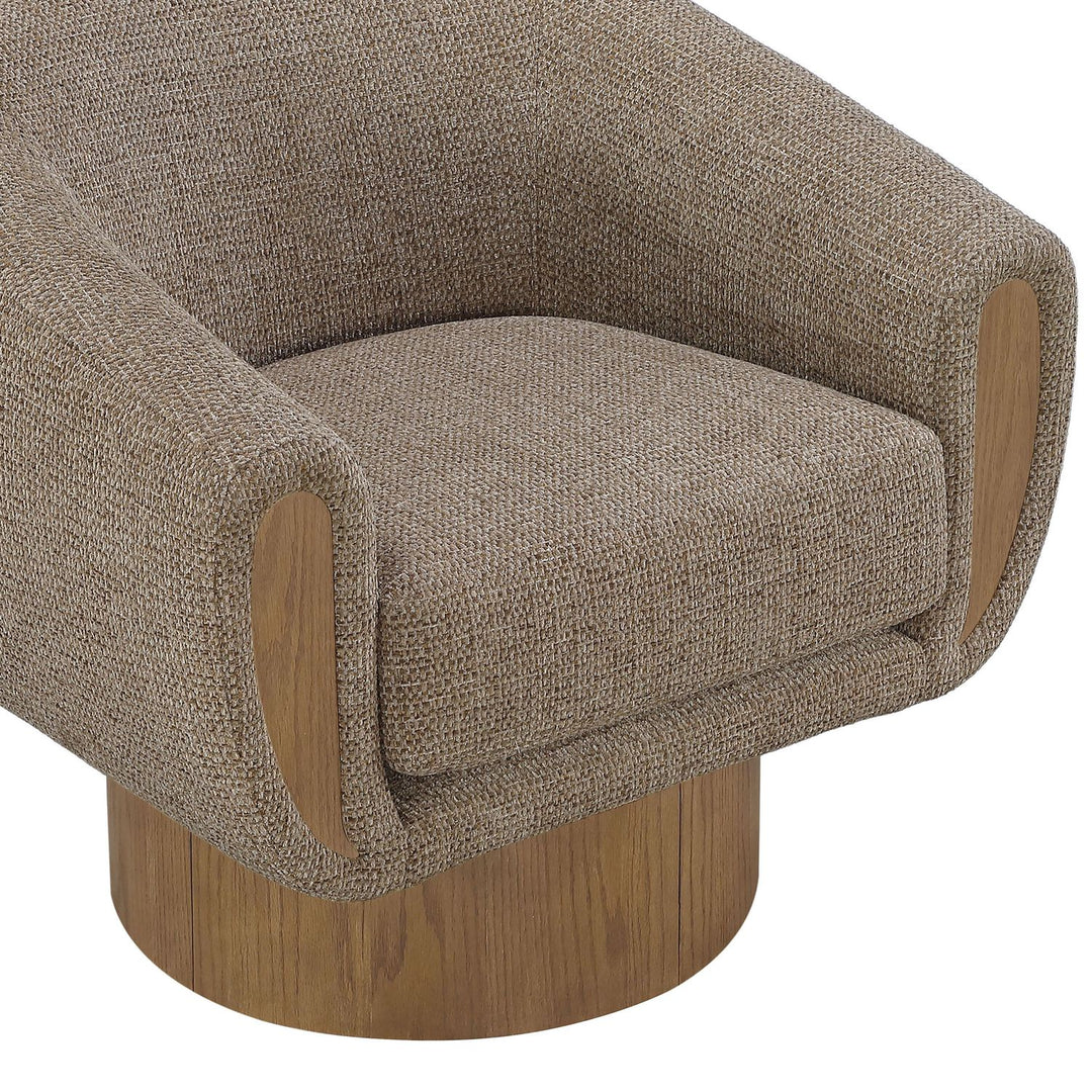 Avella Interwoven Fabric Upholstered Swivel Accent Chair — Brown / Stained Brown