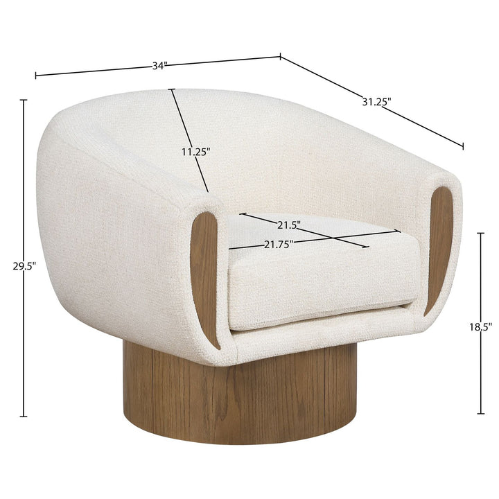 Avella Interwoven Fabric Upholstered Swivel Accent Chair — Cream / Stained Brown