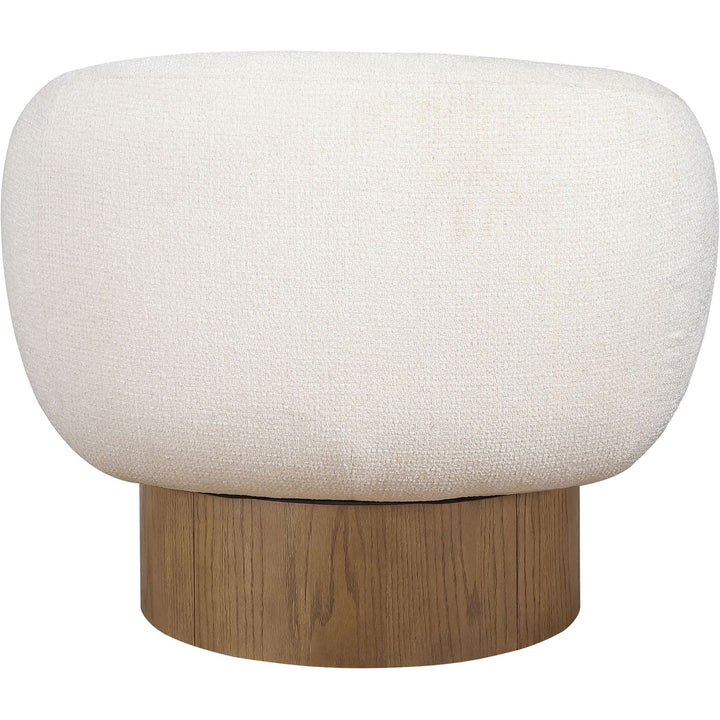 Avella Interwoven Fabric Upholstered Swivel Accent Chair — Cream / Stained Brown