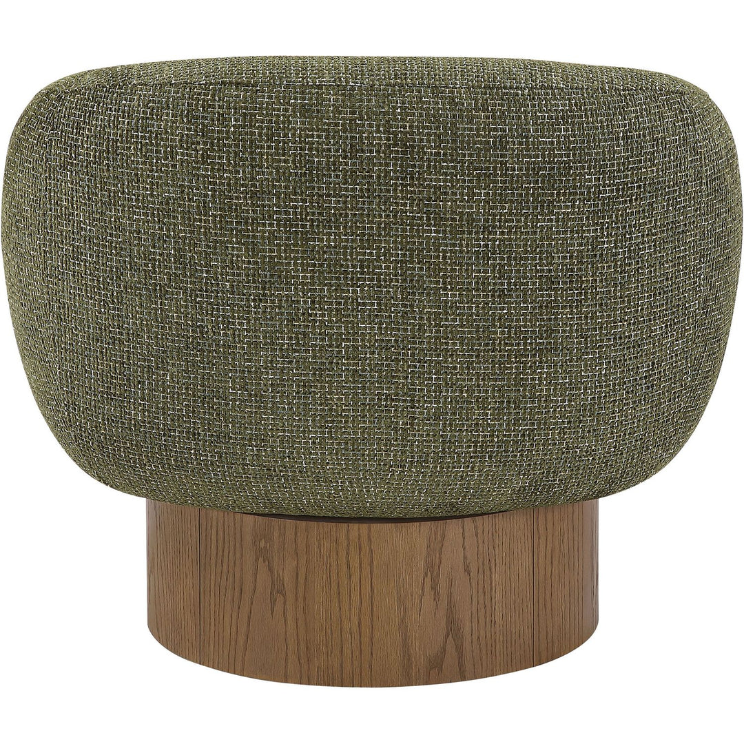 Avella Interwoven Fabric Upholstered Swivel Accent Chair — Green / Stained Brown