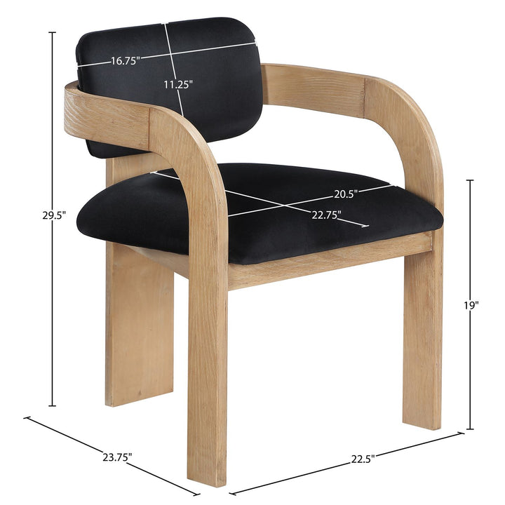 Cedra Velvet Performance Fabric Upholstered Dining Chair — Black / Stained Natural