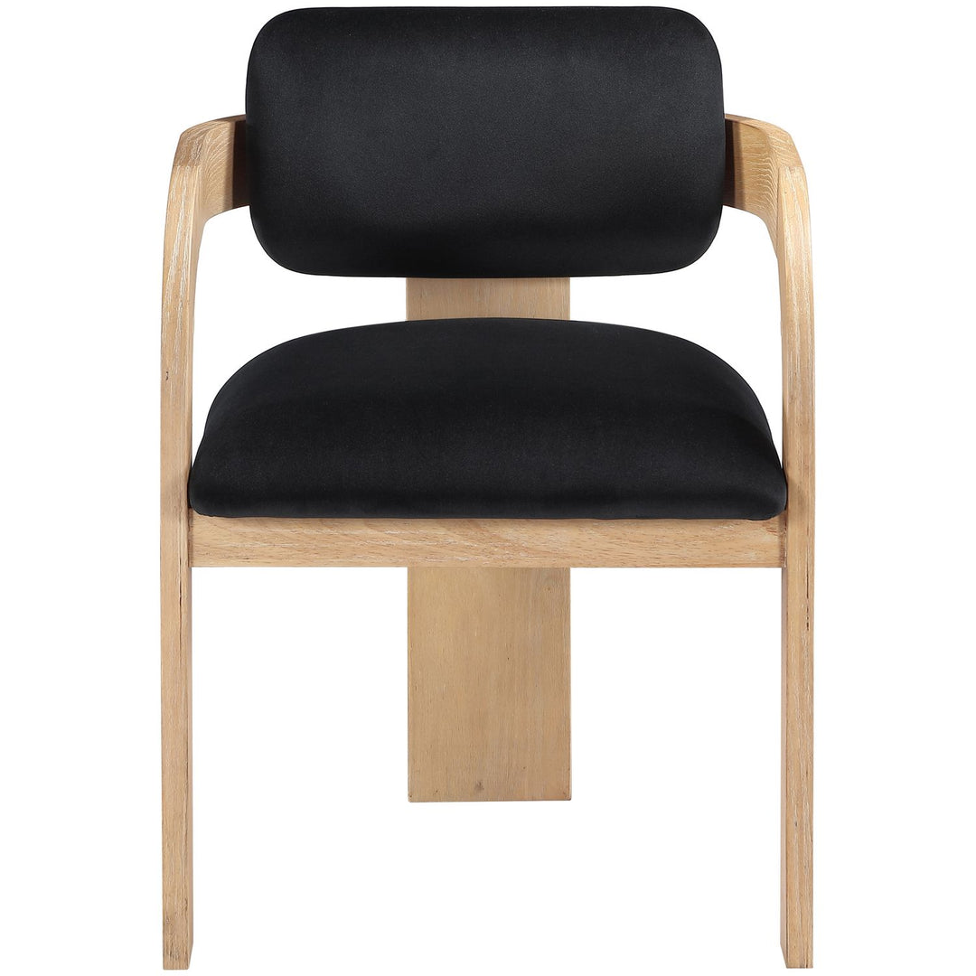 Cedra Velvet Performance Fabric Upholstered Dining Chair — Black / Stained Natural