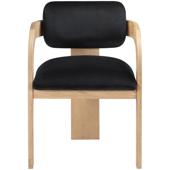 Cedra Velvet Performance Fabric Upholstered Dining Chair — Black / Stained Natural
