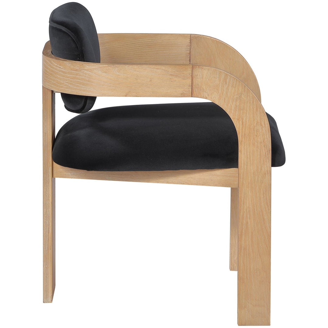 Cedra Velvet Performance Fabric Upholstered Dining Chair — Black / Stained Natural