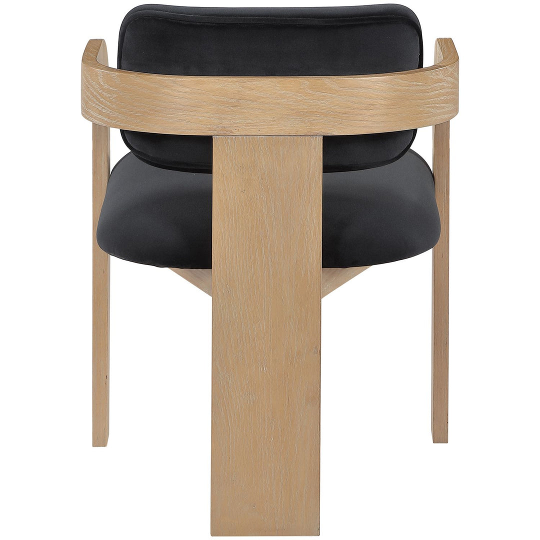 Cedra Velvet Performance Fabric Upholstered Dining Chair — Black / Stained Natural