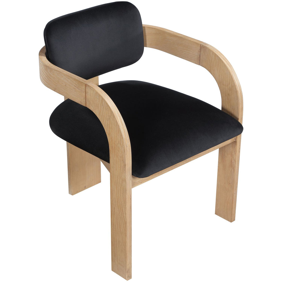 Cedra Velvet Performance Fabric Upholstered Dining Chair — Black / Stained Natural
