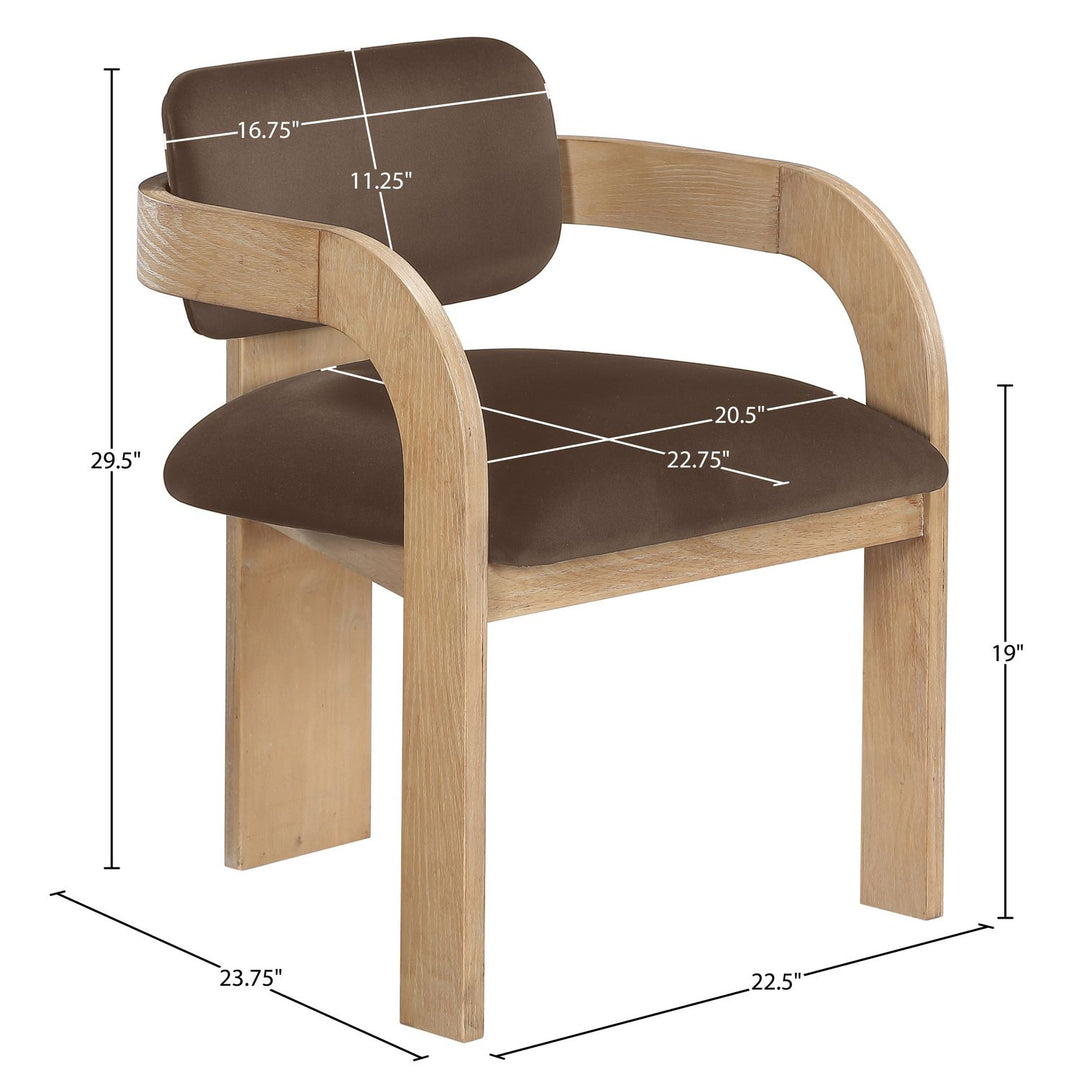 Cedra Velvet Performance Fabric Upholstered Dining Chair — Brown / Stained Natural