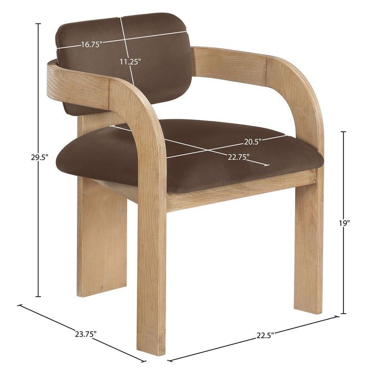 Cedra Velvet Performance Fabric Upholstered Dining Chair — Brown / Stained Natural