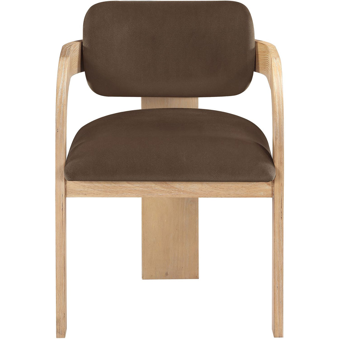 Cedra Velvet Performance Fabric Upholstered Dining Chair — Brown / Stained Natural